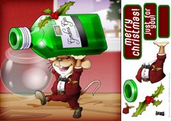 Christmas Gin Mouse! 8x8 Quick Card