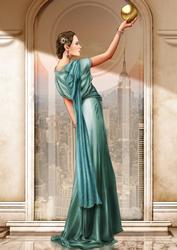 Art Deco Lady Pandore Aqua A4