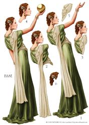 Art Deco Lady Pandore Green Decoupage Sheet