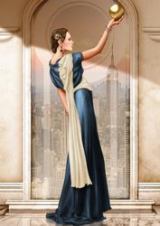 Art Deco Lady Pandore Blue A4
