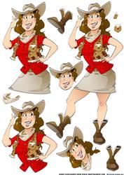 Line Dancer Lady Red Decoupage Sheet