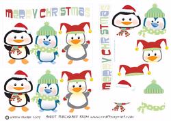 Cute Christmas Penguins.