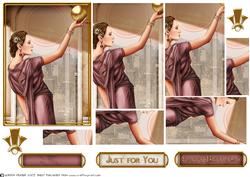 Art Deco Lady Pandore Dark Pink Pyramid