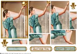Art Deco Lady Pandore Aqua Pyramid