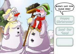 Sunny Snowmen 8x8 Quick Card