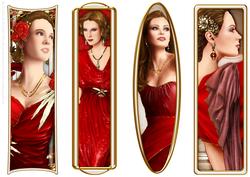 Art Deco Ladies Toppers/bookmarks Red