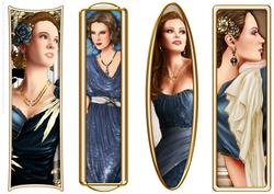 Art Deco Ladies Toppers/bookmarks Blue