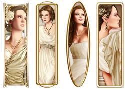 Art Deco Ladies Toppers/bookmarks Cream