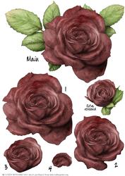 Dark Pink Rose Decoupage Sheet