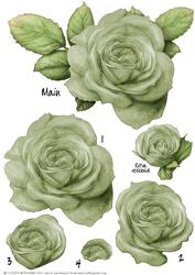 Green Rose Decoupage Sheet