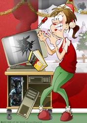 Christmas P.c. Repair Lady A4