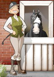 Horse Rider Lady Blond A4