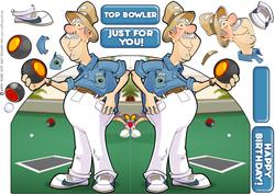 Indoor Lawn Bowler Dude Shaped Card