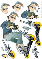 Scooter Dude Blue Decoupage Sheet
