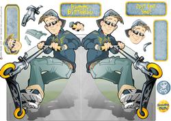 Scooter Dude Blue Shaped Card