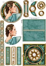 Art Deco Lady Pandore (aqua) Mini Easel