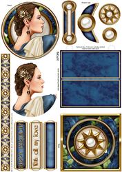 Art Deco Lady Pandore (blue) Mini Easel
