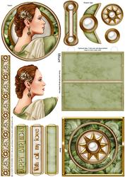 Art Deco Lady Pandore (green) Mini Easel