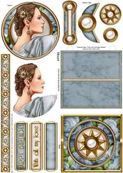 Art Deco Lady Pandore (light Blue) Mini Easel