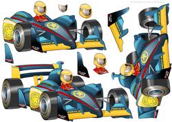 Formula 1 Racing Car Dude (blue) Decoupage Sheet