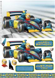Formula 1 Racing Car Dude (blue)