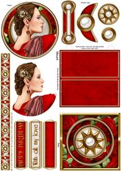 Art Deco Lady Pandore (red) Mini Easel