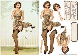 1950's Pin Up Girl Eva Grace (brown)