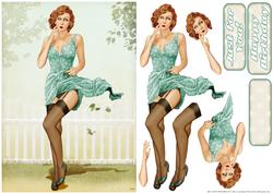 1950's Pin Up Girl Eva Grace (aqua)