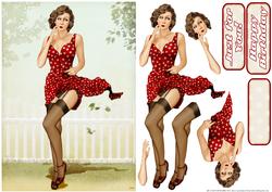 1950's Pin Up Girl Eva Grace (red)