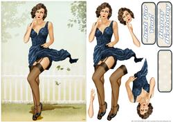 1950's Pin Up Girl Eva Grace (dark Blue)