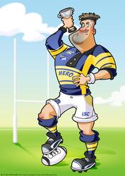 Rugby Dude Blue, White and Yellow A4