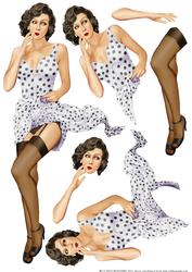 1950's Pin Up Girl Eva Grace Decoupage Sheet (white)