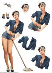 1950's Pin Up Girl Alice May Decoupage Sheet (blue)