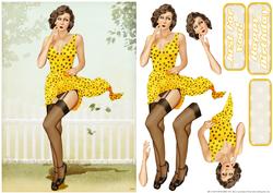 1950's Pin Up Girl Eva Grace (yellow)