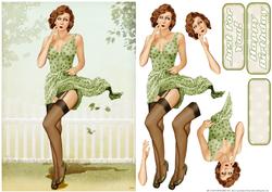 1950's Pin Up Girl Eva Grace (green)