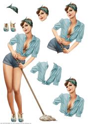 1950's Pin Up Girl Alice May Decoupage Sheet (aqua)