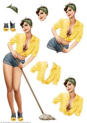 1950's Pin Up Girl Alice May Decoupage Sheet (yellow)