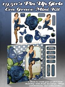 1950's Pin Up Girl Eva Grace Mini Kit (blue)
