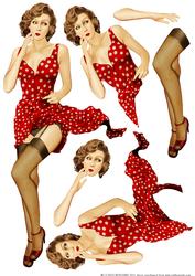 1950's Pin Up Girl Eva Grace Decoupage Sheet (retro)