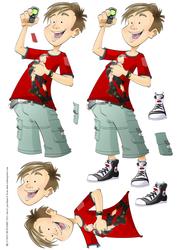 Teen Boy Text Star Decoupage Sheet