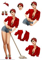 1950's Pin Up Girl Alice May Decoupage Sheet (red)