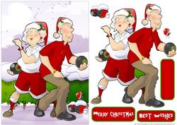 Christmas Bowling Dudes Couple