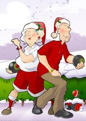 Christmas Bowling Dudes Couple A4