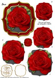 Double Curve Frame Pyramage Topper Red Rose