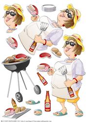Beer and Barbeque Lady Decoupage Sheet
