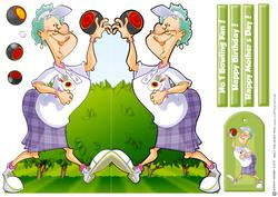 Lawn Bowls Lady Shaped Card.