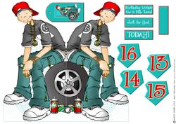 13,14,15,16 Teen Dude Shaped Card.