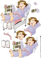 Get Well Soon Dudess (brown Hair) Decoupage Sheet