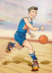 Basketball Dude Orange and Blue A4