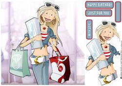 Shopaholic (blond) 8x8 Quick Card
